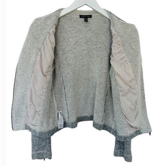 EILEEN FISHER Organic Cotton Terry Moto Jacket Zip Front Gray Ash Chic Biker XXS - Picture 3 of 10